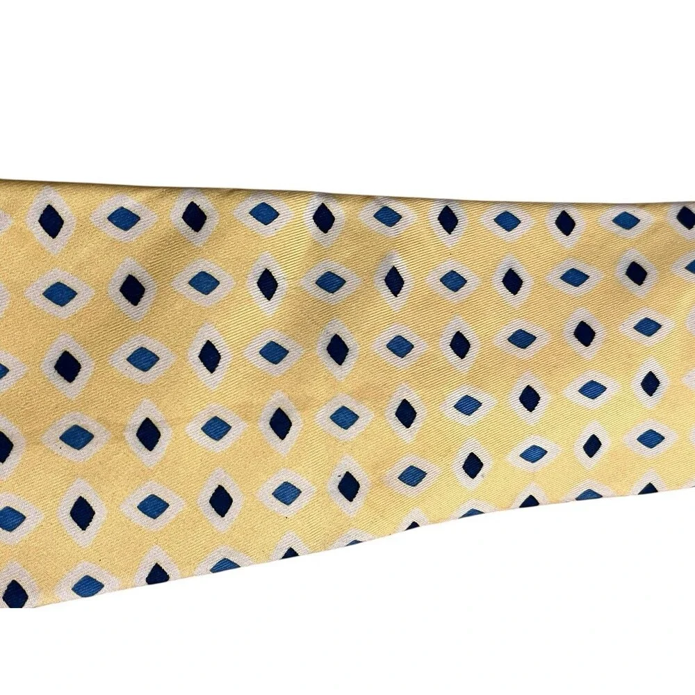 Turnbow Asser to Honor the Prince of Wales Shirtmaker Tie Yellow Blue Diamonds